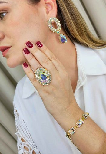 Pulseira Luz divina dourada com pedras boreal