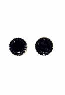Brinco Vick Elisangela black redondo com pedras pretas banhado no ouro velho