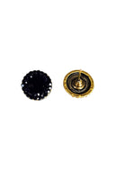 Brinco Vick Elisangela black redondo com pedras pretas banhado no ouro velho