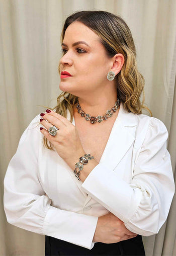 Pulseira Encanto exclusivo prata com pedras black diamond