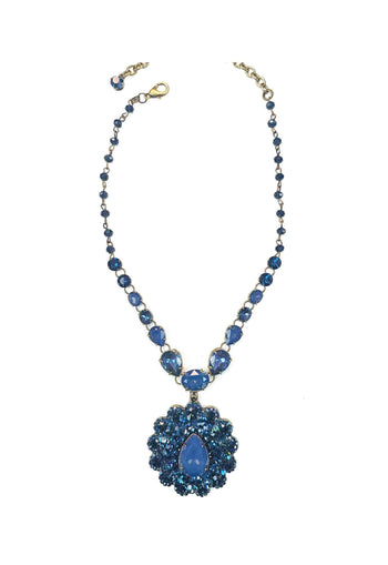 Colar Intenso blue ouro velho com pignente de pedras azuis