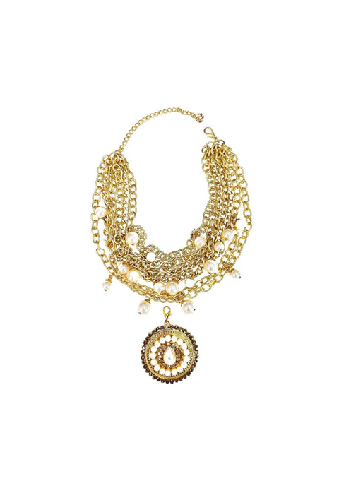 Colar Momentos Gold com perolas e pingente dourado