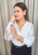 Colar Solene Gold com pedras nudes e douradas
