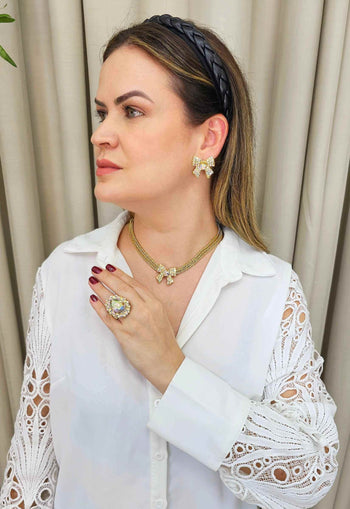 Brinco Samira gold de laço boreal