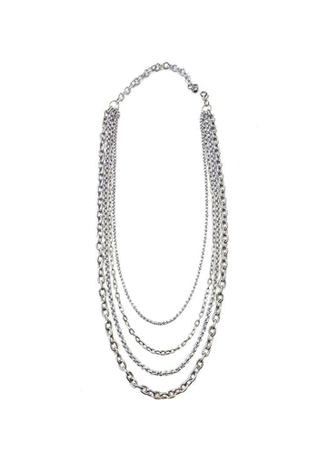 Colar Inspiração Silver com mix de correntes