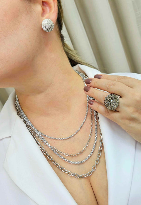 Colar Inspiração Silver com mix de correntes