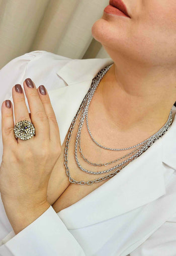 Colar Inspiração Silver com mix de correntes