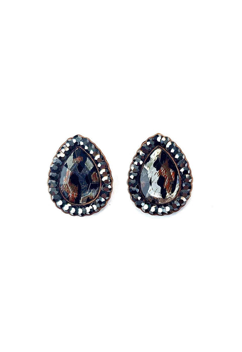 Brinco Avani de gota com pedra animal print
