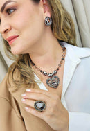 Brinco Avani de gota com pedra animal print