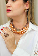 Maxi colar espetáculo Glam vintage com perolas