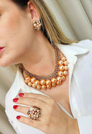 Maxi colar espetáculo Glam vintage com perolas