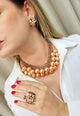 Maxi colar espetáculo Glam vintage com perolas
