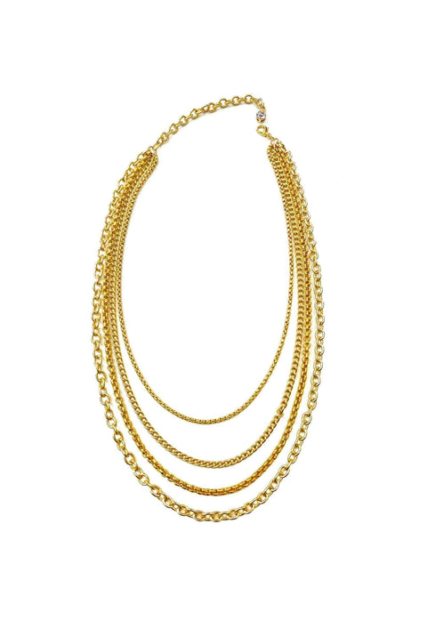 Colar Inspiração Dourado com mix de correntes