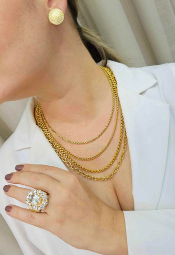 Colar Inspiração Dourado com mix de correntes