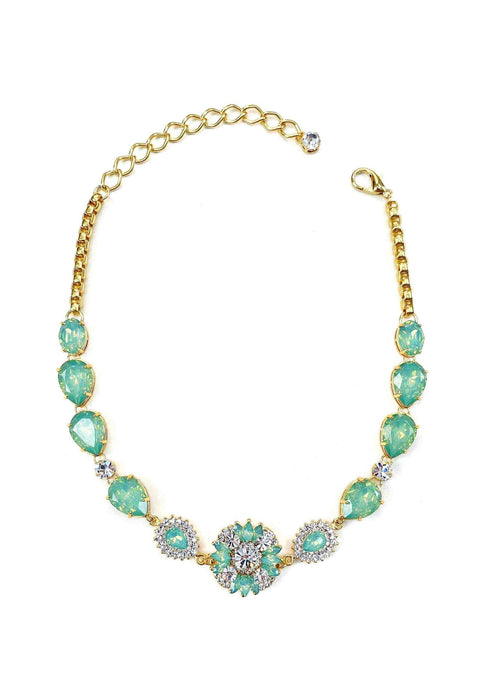 Colar Euforia Dourado com pedras menta