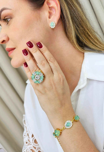 Pulseira Euforia dourada com pedras menta