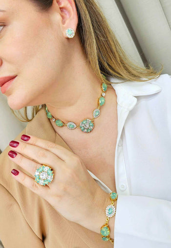 Pulseira Euforia dourada com pedras menta