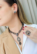Colar Jussara onix com pingente oval black diamond