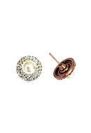 Brinco Vick Serafina cirstal com perola banhado no vintage