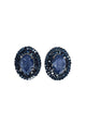 Brinco Carmine Glam oval de pedras azuis banhado no onix