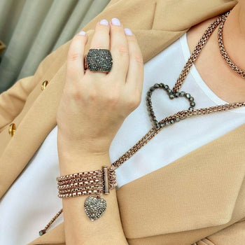 Anel Gal classic com pedras hematite