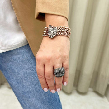 Anel Gal classic com pedras hematite