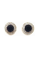 Brinco Vick Olga black pequeno redondo banhado no dourado