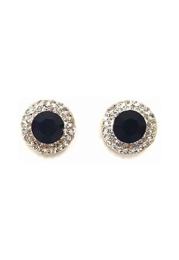 Brinco Vick Olga black pequeno redondo banhado no dourado