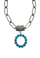 Colar Raika no banho onix com pingente azul blue zircon