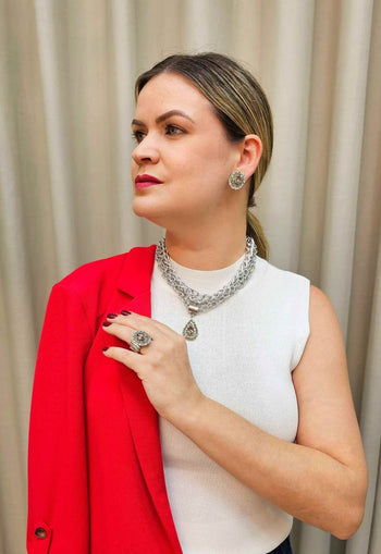 Brinco Refrescar prata com pedras black diamond