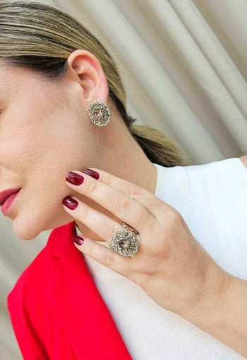 Brinco Refrescar prata com pedras black diamond