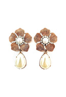 Brinco Clover flower vintage com perolas