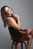 Brinco Malu de festa com pedras light peach banhado no dourado