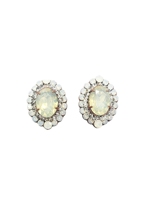 Brinco Exuberância com pedras opal banhado no vintage