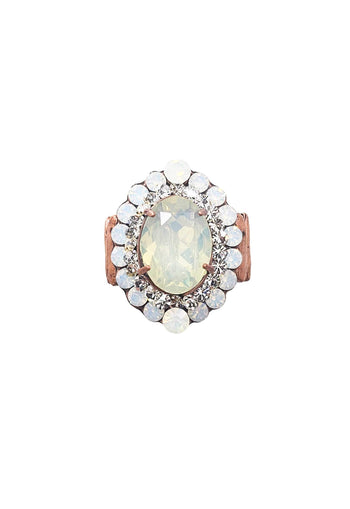 Anel Exuberância com pedras opal banhado no vintage