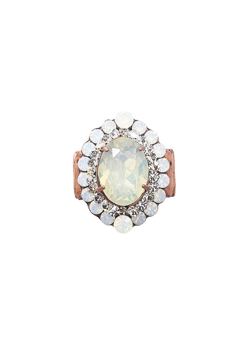 Anel Exuberância com pedras opal banhado no vintage