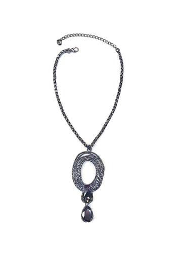 Colar Plenitude Onix com pingente e pedras grafites