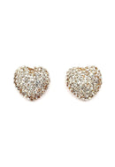 Brinco coração com strass cristal