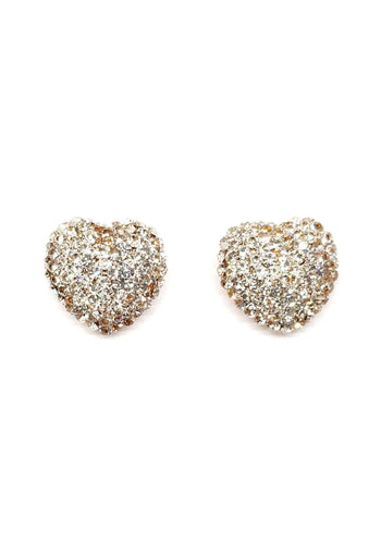 Brinco coração com strass cristal