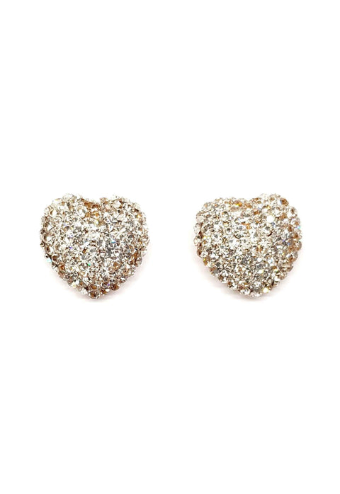 Brinco coração com strass cristal