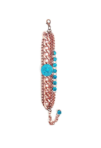 Pulseira Atalia vitnage com pingente e pedras blue zircon