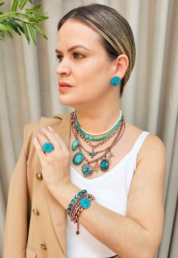 Pulseira Atalia vitnage com pingente e pedras blue zircon