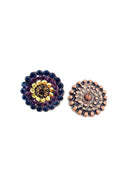 Brinco Diva vintage com pedras azuis e ametista