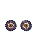 Brinco Diva vintage com pedras azuis e ametista