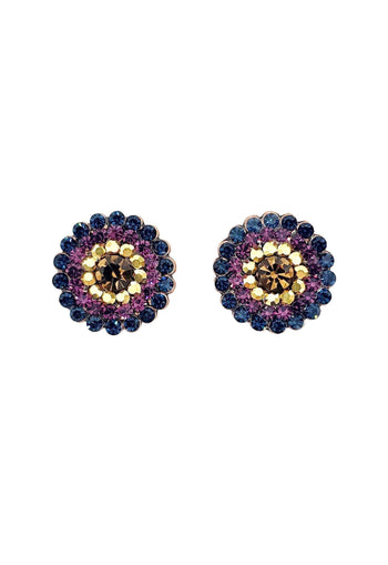Brinco Diva vintage com pedras azuis e ametista