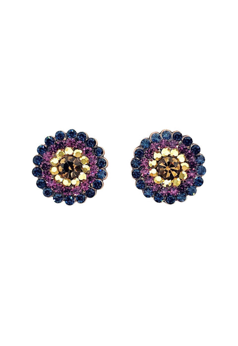 Brinco Diva vintage com pedras azuis e ametista