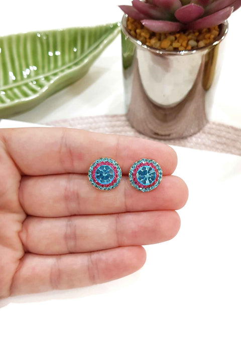 Brinco pequeno azul e rosa