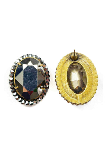 Brinco Sucesso ouro velho oval com pedras hematite