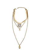 Colar Bahamas gold com pingente de flor cristal e perolas