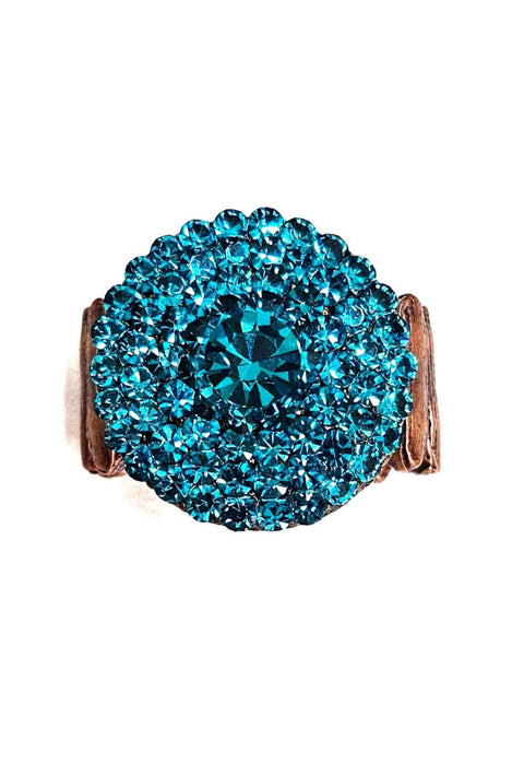Anel Atalia redondo com pedras blue zircon